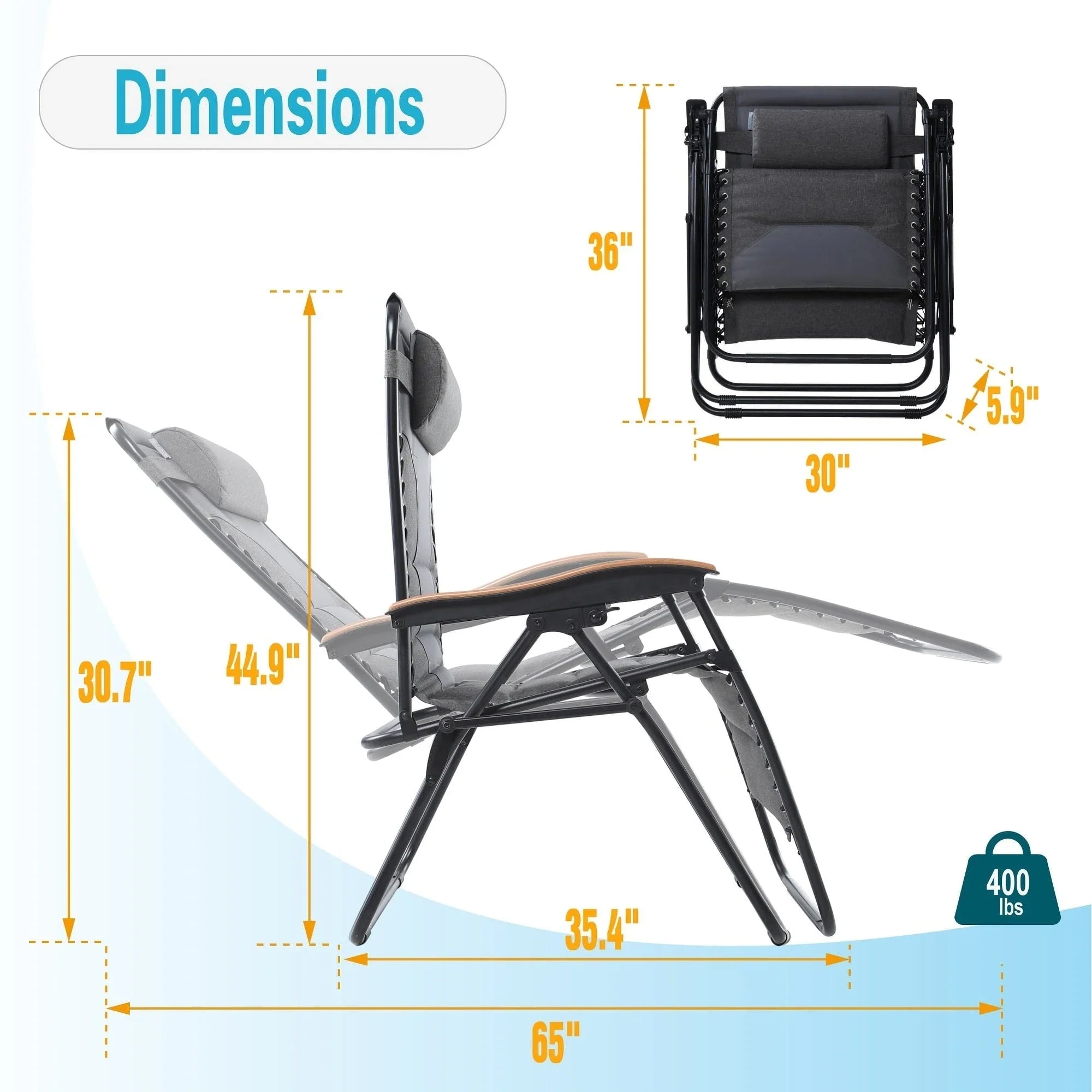 Fauteuil de relaxation zéro gravité XL surdimensionné rembourré avec accoudoirs plus larges et porte-gobelet réglable - N/A