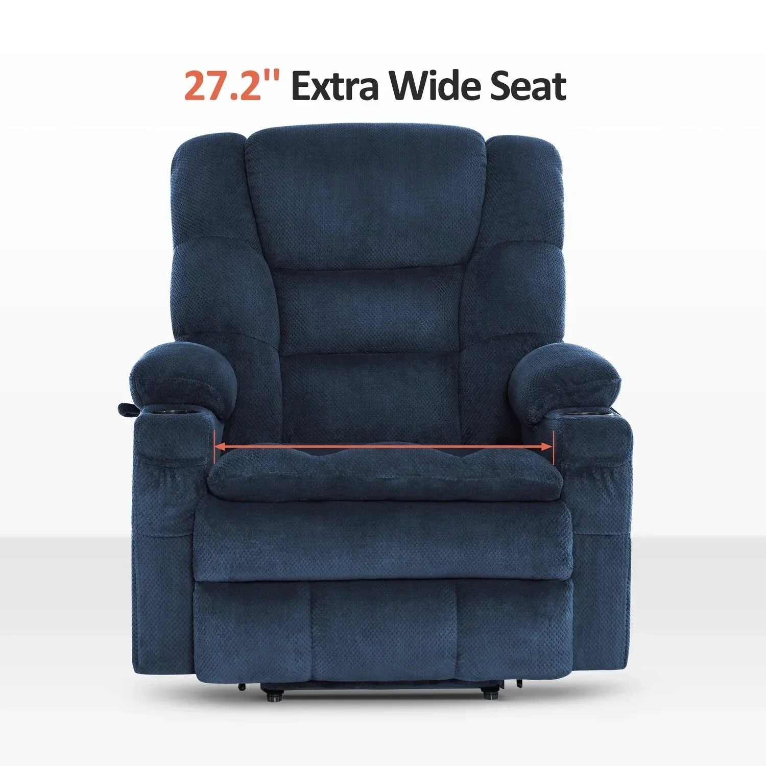 Fauteuil inclinable électrique double moteur grand et large MCombo avec massage et double chauffage pour personnes âgées de grande taille, tissu R7635