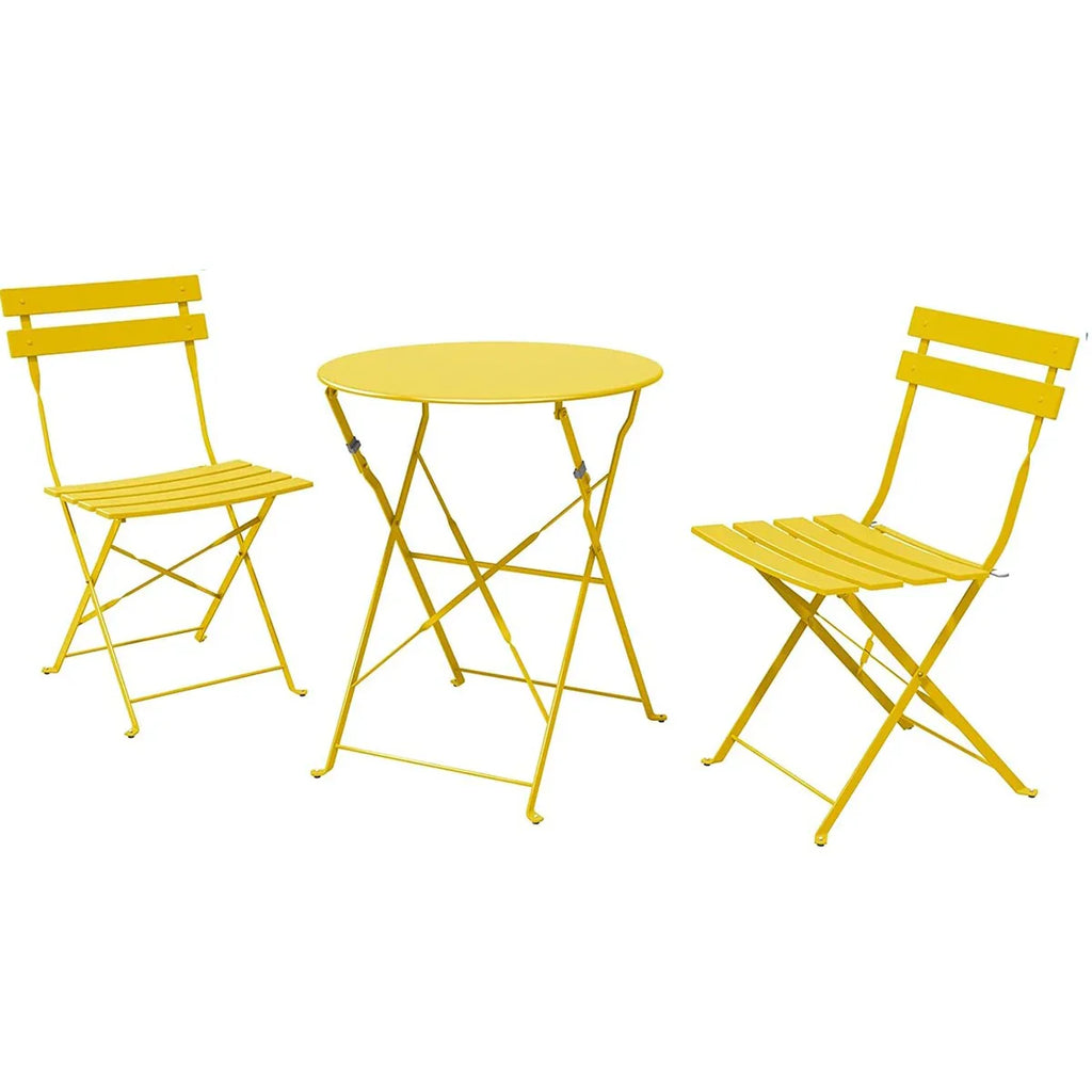 Ensemble bistrot pliant en métal 3 pièces, salon de conversation intérieur/extérieur résistant aux intempéries pour patio, cour, jardin