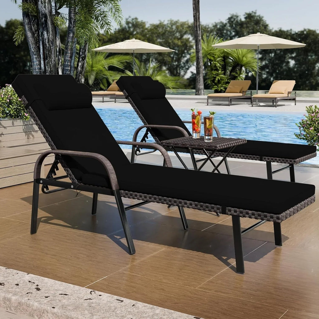 Ensemble de 3 chaises longues d'extérieur Kullavik