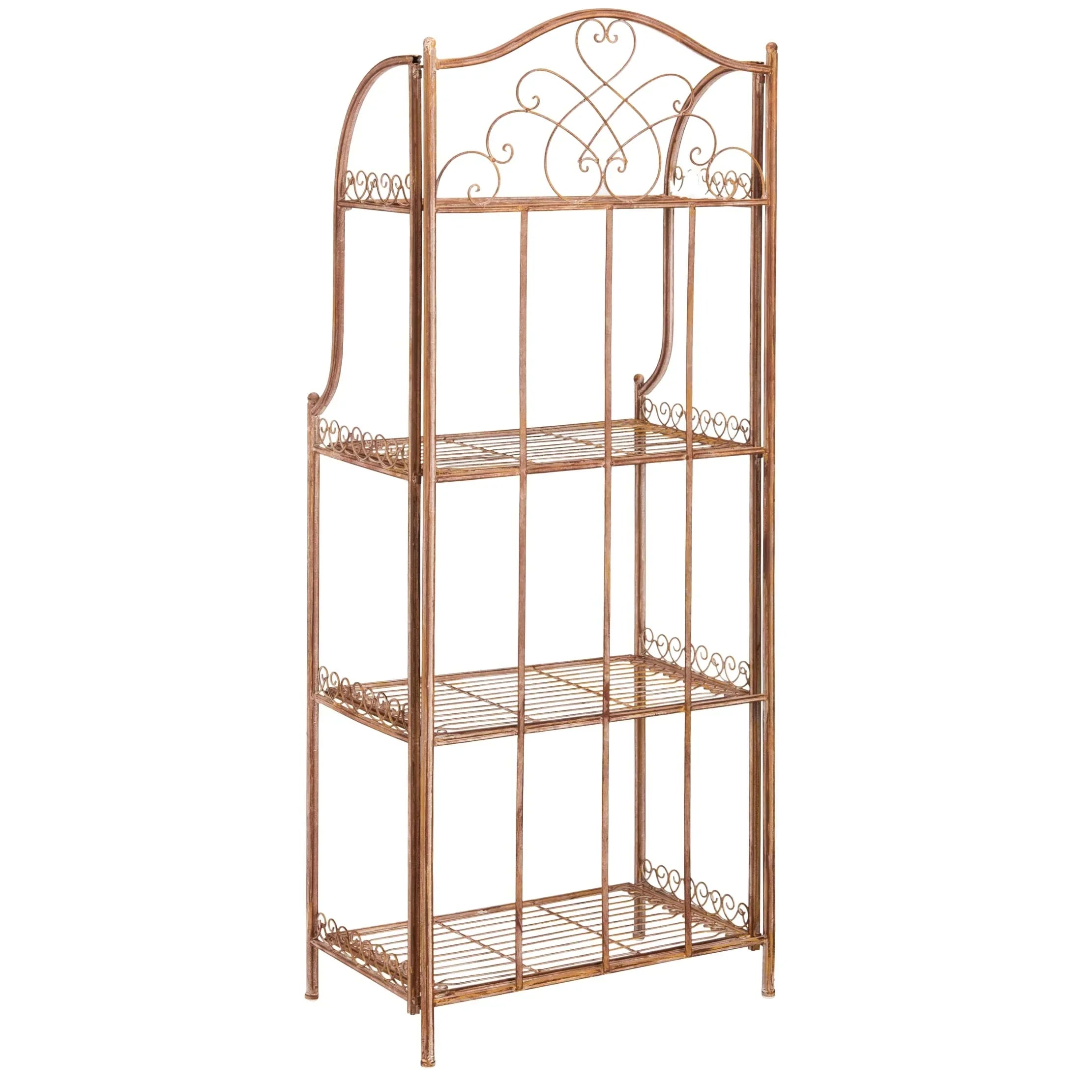 SAFAVIEH Bryn Étagère de boulanger d'extérieur victorienne en fer forgé à 4 niveaux - 63,5 cm l x 38,1 cm P x 160 cm H - 25L x 15P x 63H