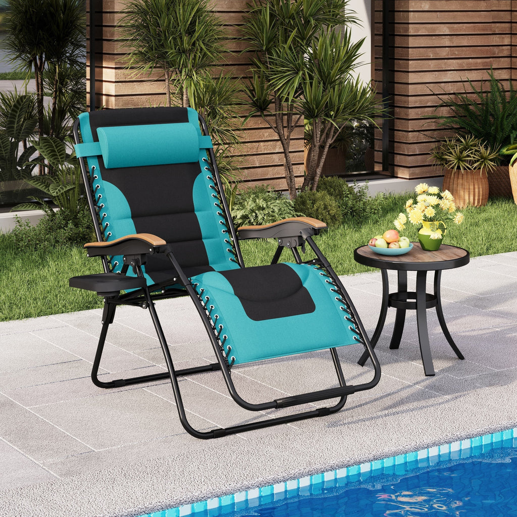 Fauteuil de relaxation zéro gravité XL surdimensionné rembourré avec accoudoirs plus larges et porte-gobelet réglable - N/A