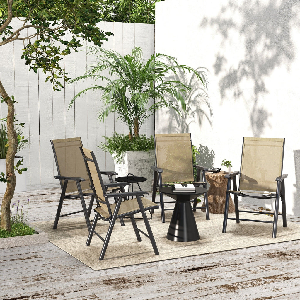 Lot de 4 chaises pliantes Outsunny au design simple et élégant, confortables pour la terrasse, le jardin et les voyages