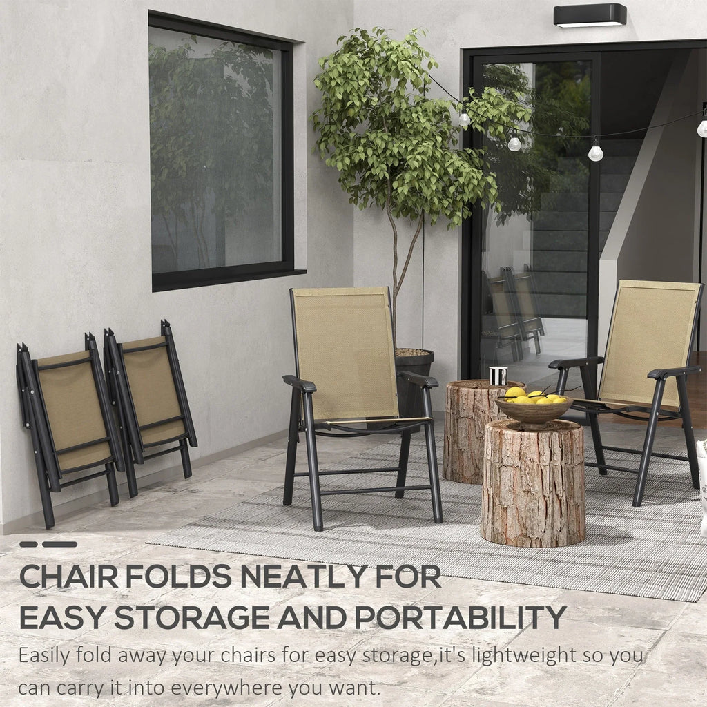 Lot de 4 chaises pliantes Outsunny au design simple et élégant, confortables pour la terrasse, le jardin et les voyages