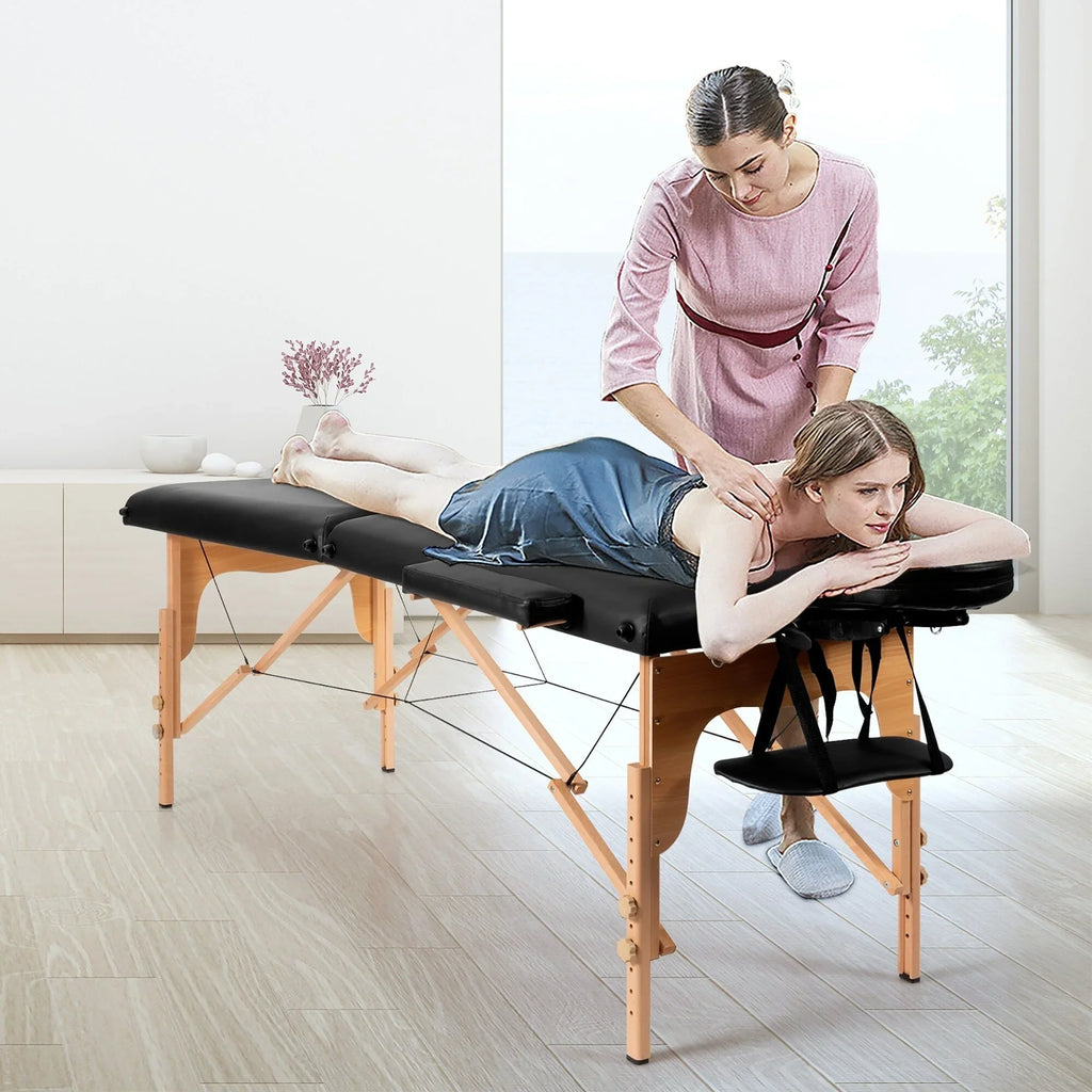 Table de Massage Portable 84L Réglable pour Soins du Visage, Tatouage, avec Housse de Transport