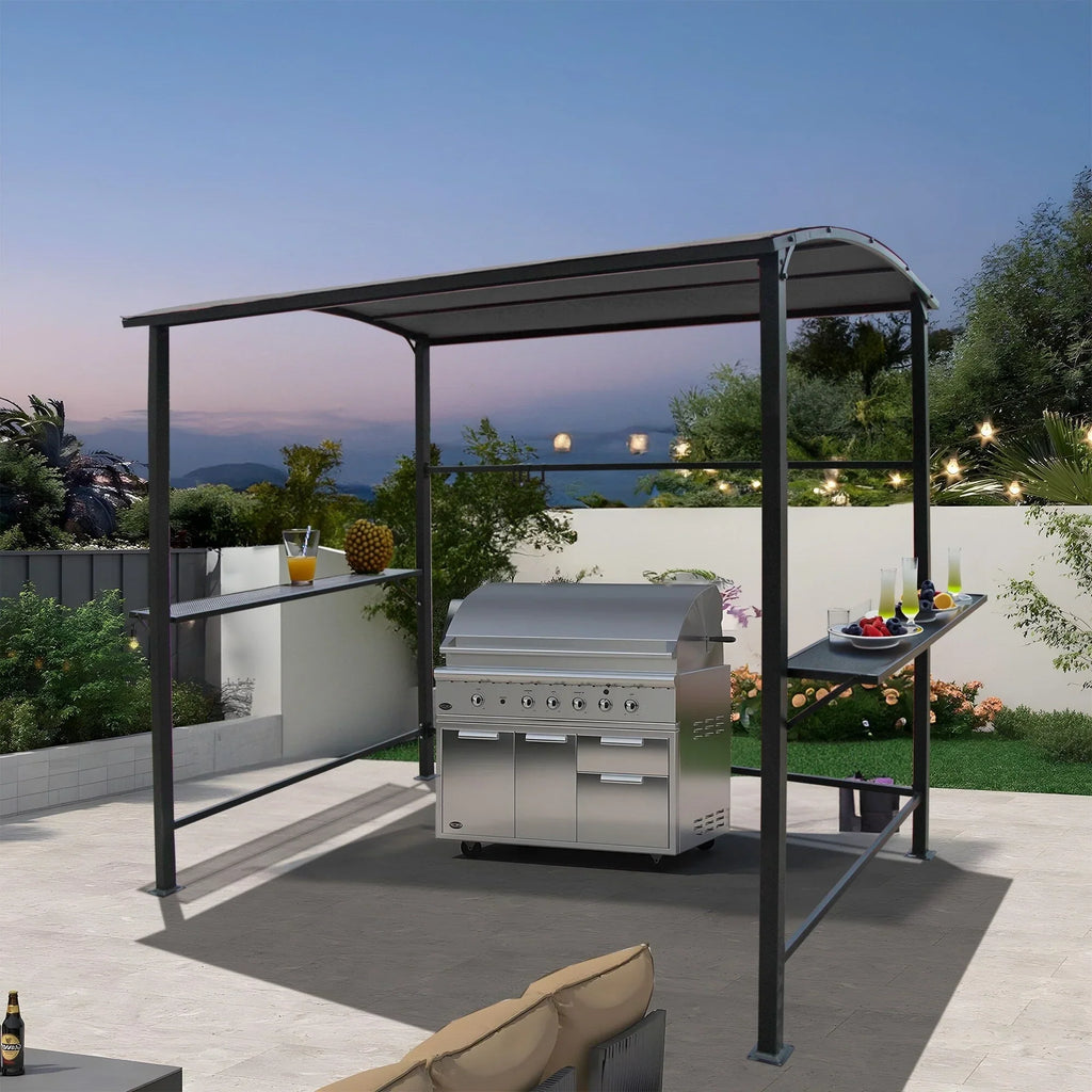 Abri barbecue en acier avec auvent, 1,5 x 2,4 m